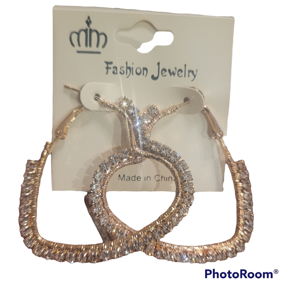 Half heart gold tone with sparkly design